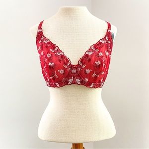 NWT Red Lingerie Floral Bra